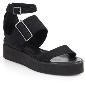 Helmut Lang Black Suede Gladiator Sandals Sz 40